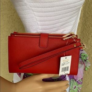 MK Jet Set Travel Double Zip Wrstl Smartphone Case Wallet FLAME